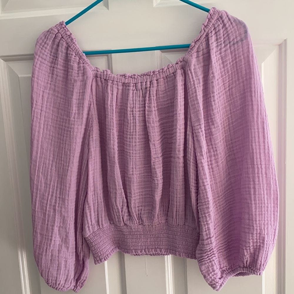 Michael Stars Kate square neck smocked top - Picture 2 of 6